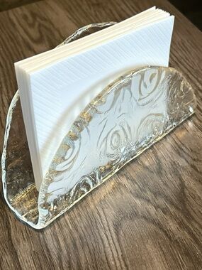 Vintage Muurla Finland Glass Napkin Holder 6.5” W 🌹Scandinavian Art Glass